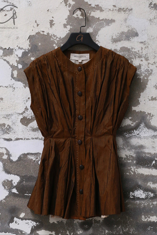Mutedance 25 Spring/Summer Linen/Silk Waist Short Sleeve MD-MD25SS102-BROWN